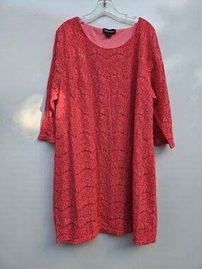 Coral Lace Dress 3/4 Sleeves Size 22